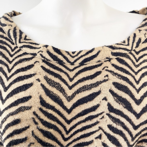 Sea New York Dress Brown Tiger Stripes 3/4 with Leather Trim and Belt Size 10 - Picture 7 of 11